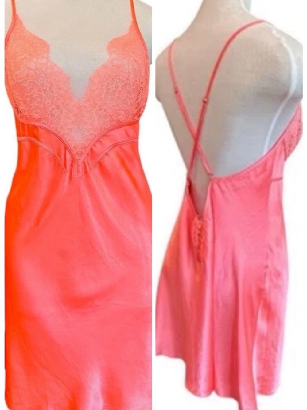 NWT Victoria’s Secret Bright Peach Coral Chemise